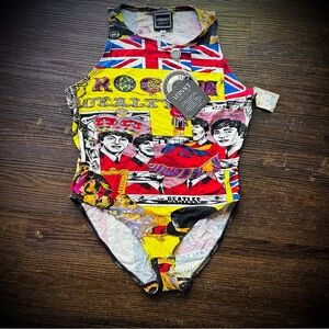 Versace Jeans Couture RARE Rock and Royalty Beatles Printed Bodysuit M Vintage